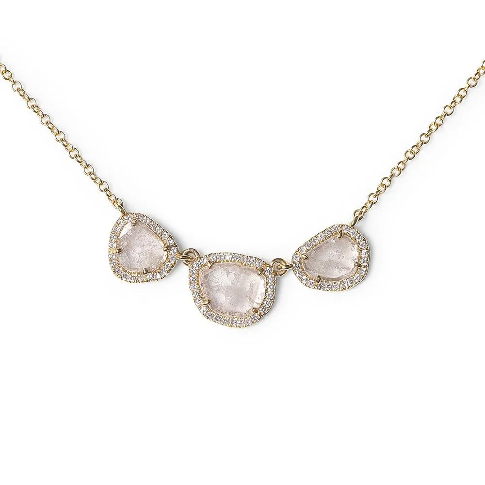 SLICED DIAMOND NECKLACE WITH DIAMOND SURROUND