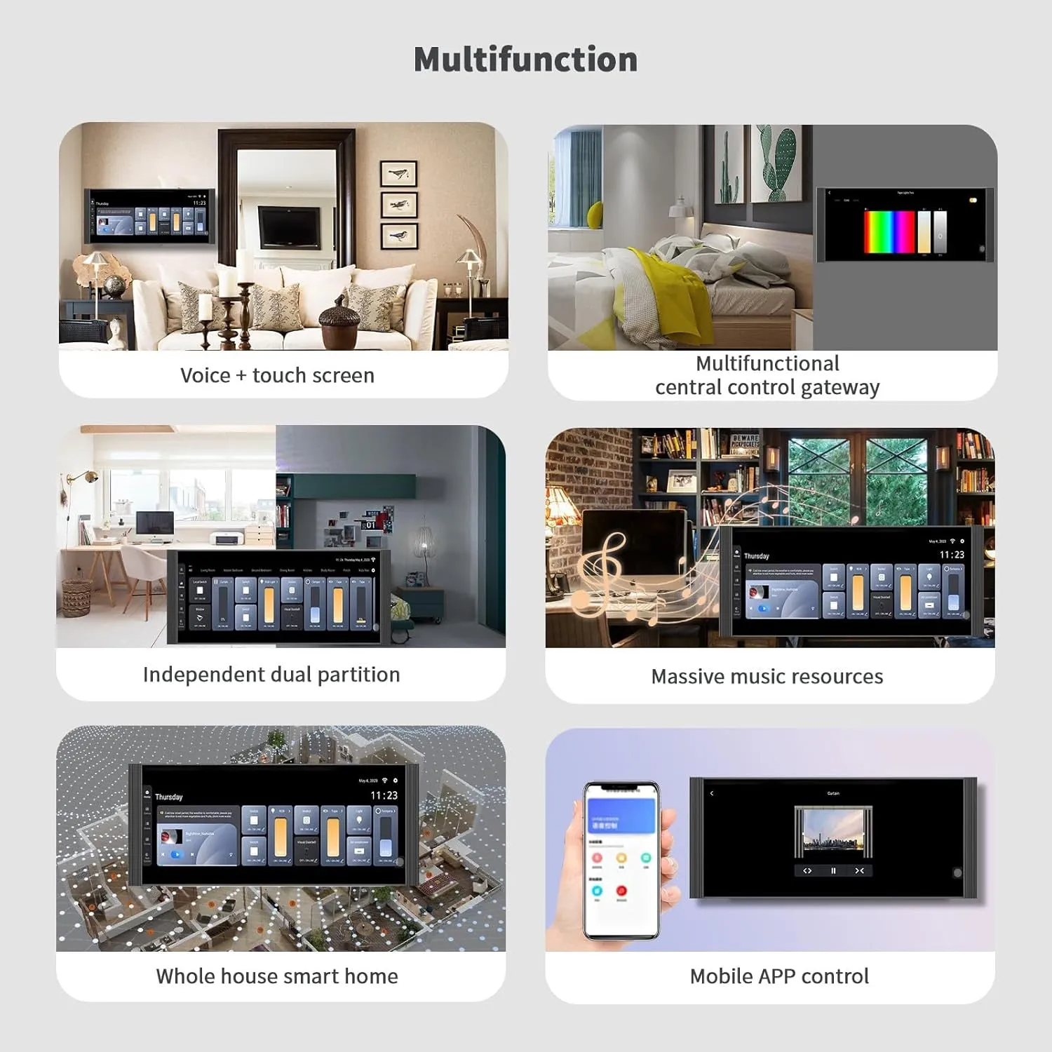 Smart Home Control Panel,12'' Dimmer and Background Music Player,Smart Life Tuya App Control Timer Switch for Smart Appliances,