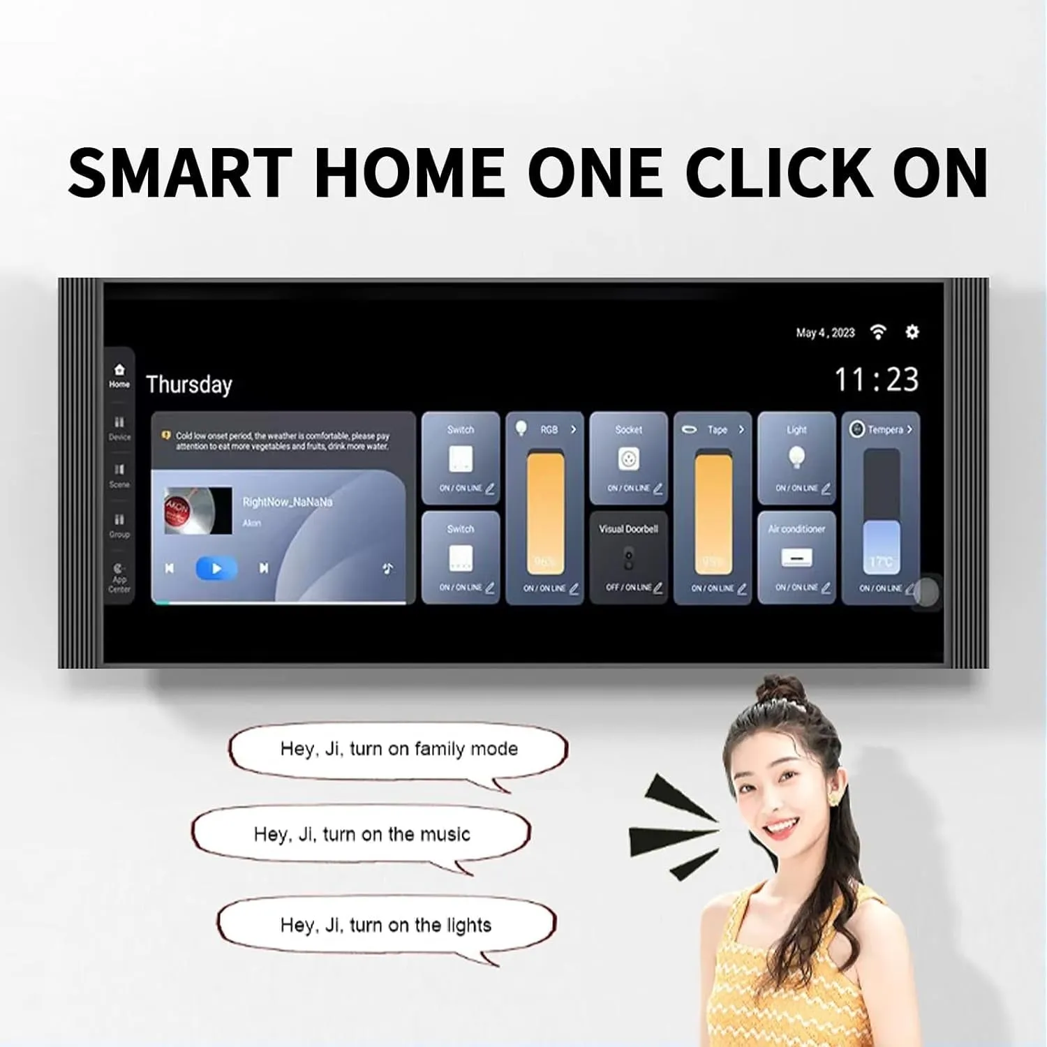 Smart Home Control Panel,12'' Dimmer and Background Music Player,Smart Life Tuya App Control Timer Switch for Smart Appliances,