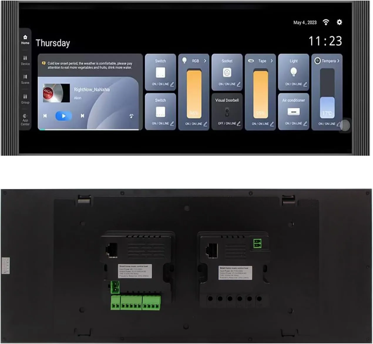 Smart Home Control Panel,12'' Dimmer and Background Music Player,Smart Life Tuya App Control Timer Switch