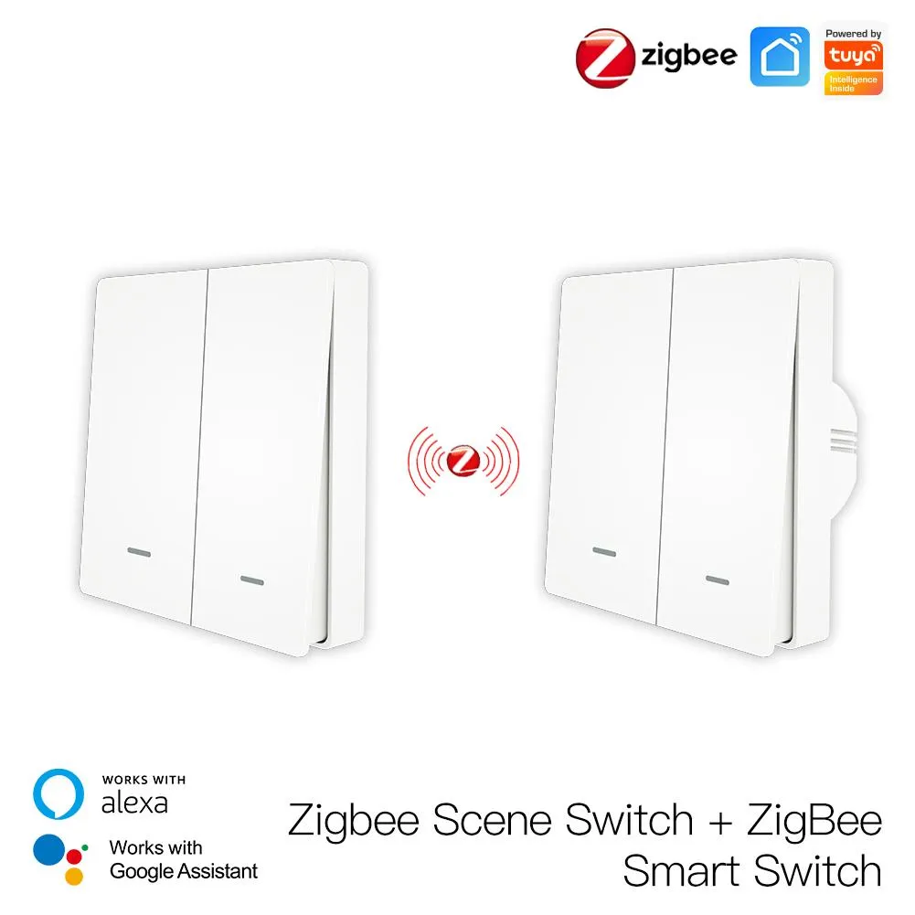Smart ZigBee Scene Push Button Switch Single Pole Neutral Wire Optional No Capacitor