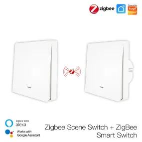 Smart ZigBee Scene Push Button Switch Single Pole Neutral Wire Optional No Capacitor