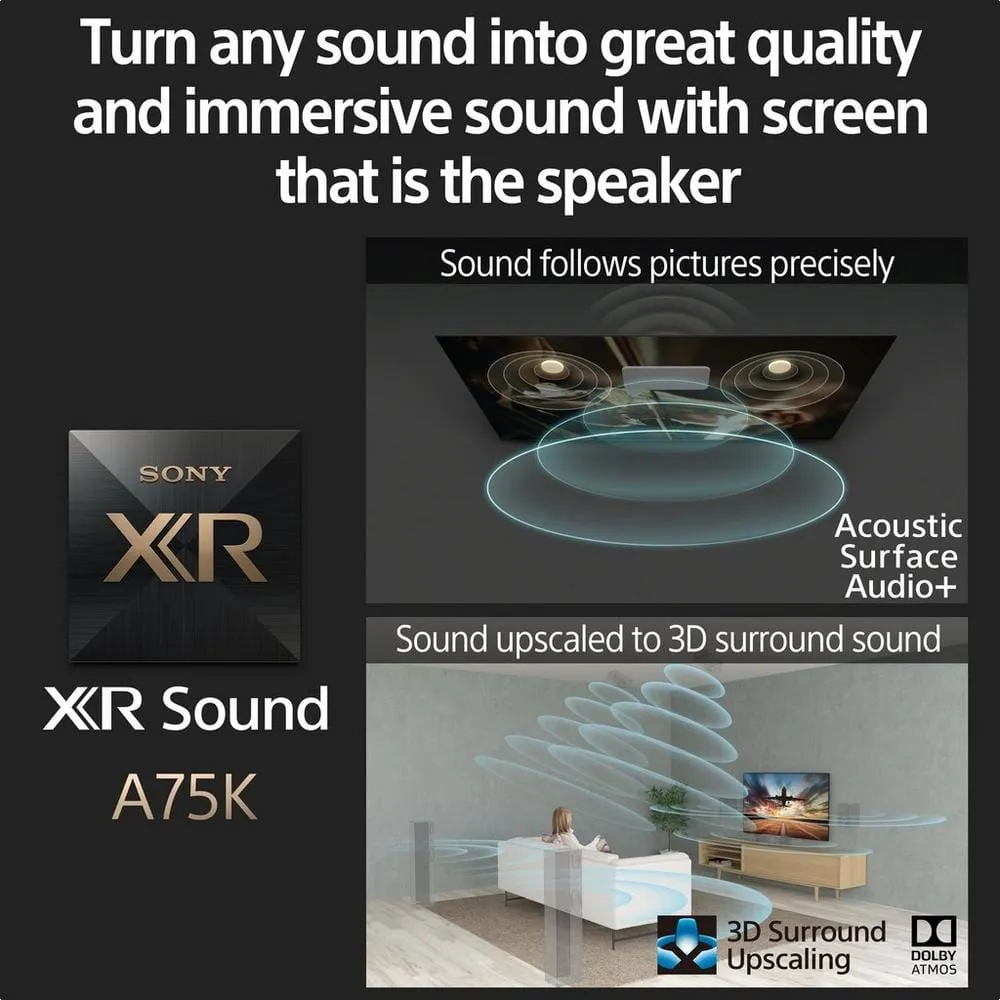 Sony XR65A75KU 65" 4K Ultra HD HDR OLED Smart TV (Google TV), 144.8cm Wide - Titanium Black
