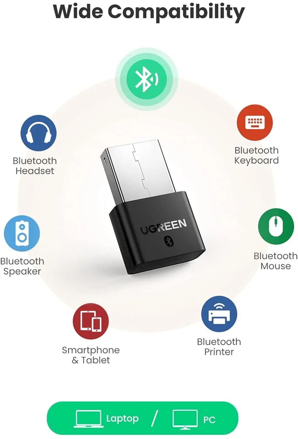 UGreen USB Bluetooth 4.0 Adapter Nano USB Wireless Dongle Plug and Play