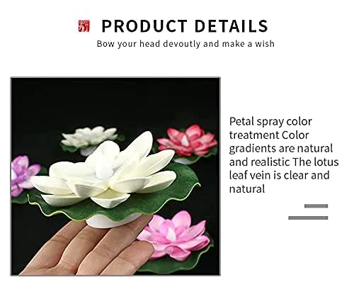 Water Sensor Floating Diyas Smokeless Flameless Candles Lotus Flowers Led Tea Light Candle for Pool, Pond, Water Bowl, Festival, Diwali Ganpati Decoration, Home Decor Items (Pack of 10)