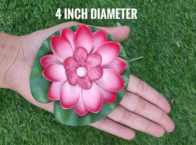 Water Sensor Floating Diyas Smokeless Flameless Candles Lotus Flowers Led Tea Light Candle for Pool, Pond, Water Bowl, Festival, Diwali Ganpati Decoration, Home Decor Items (Pack of 10)